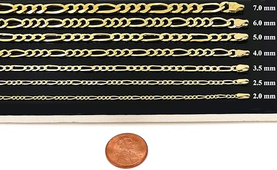 Amazon | イエローゴールド中空フィガロチェーン本物の10Kネックレス