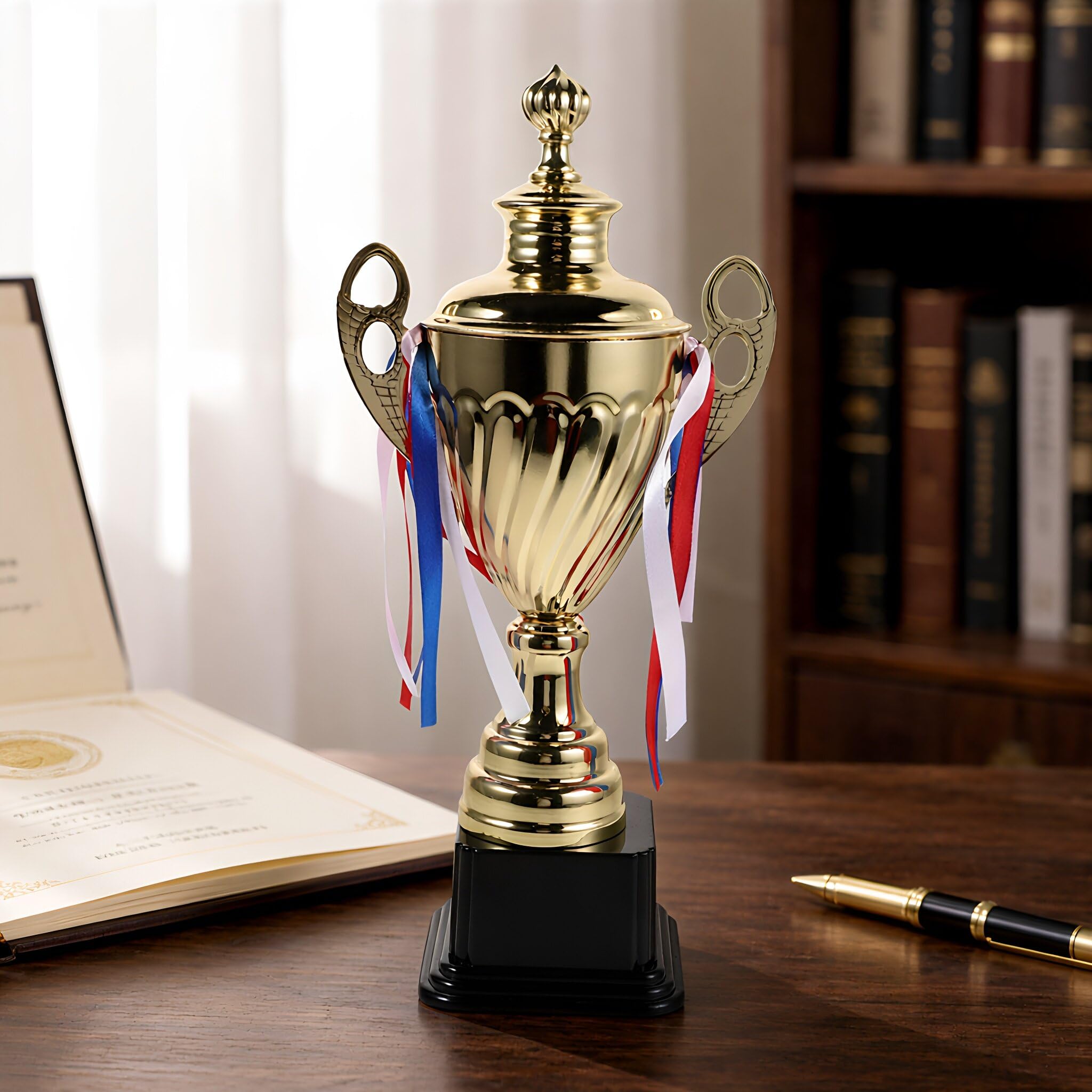 Lurrose Copa Trofeo - Trofeo Grande de 36,5 cm (14,37 Pulgadas), Premio de Metal Dorado para Deportes, competiciones, torneos, fútbol, ​​Partidos de Liga, reconocimiento y Premio al Trabajo en
