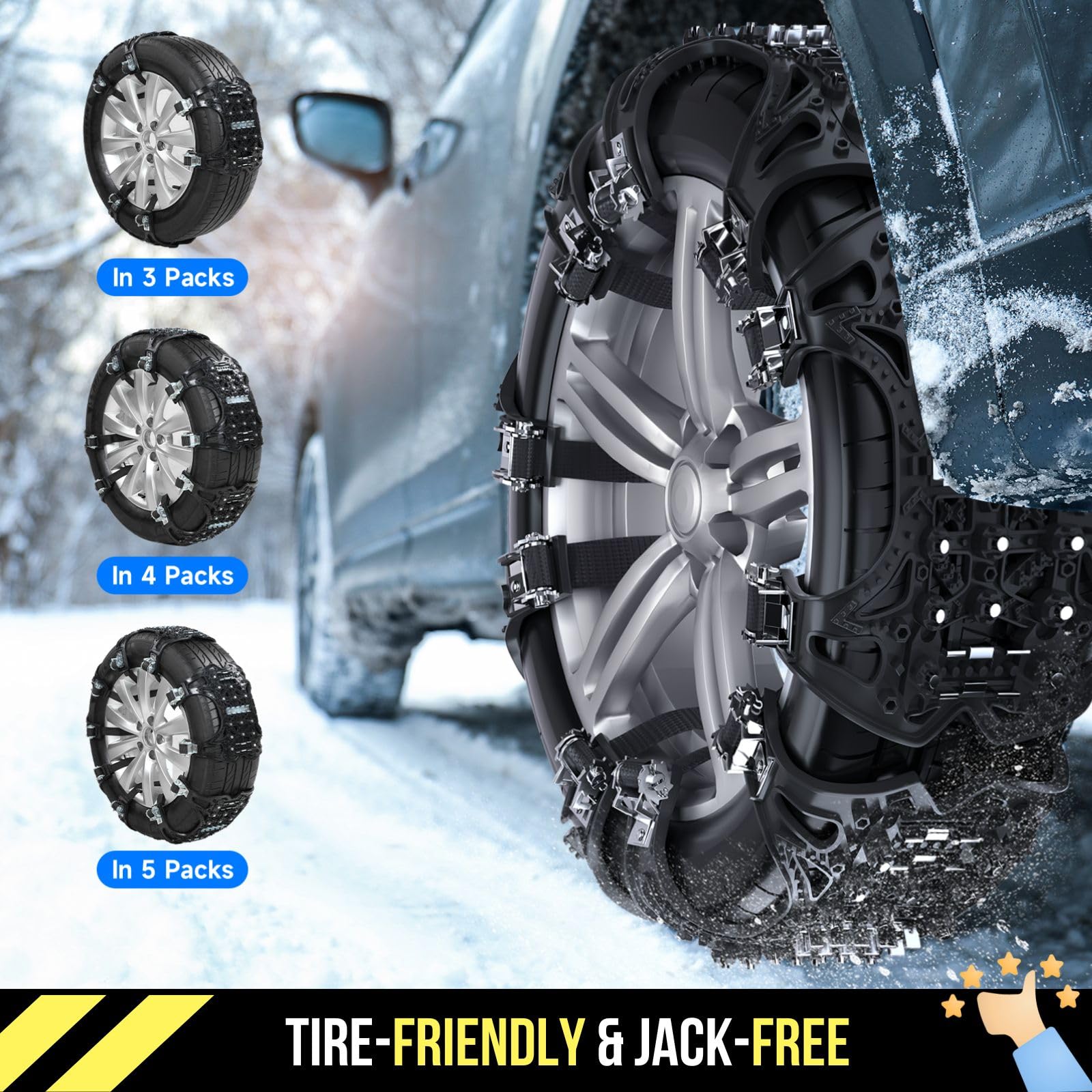 Catene da Neve Universali 6 Pezzi per Pneumatici 165-285 mm per PKW SUV LKW MPV ATV Installazione Rapida