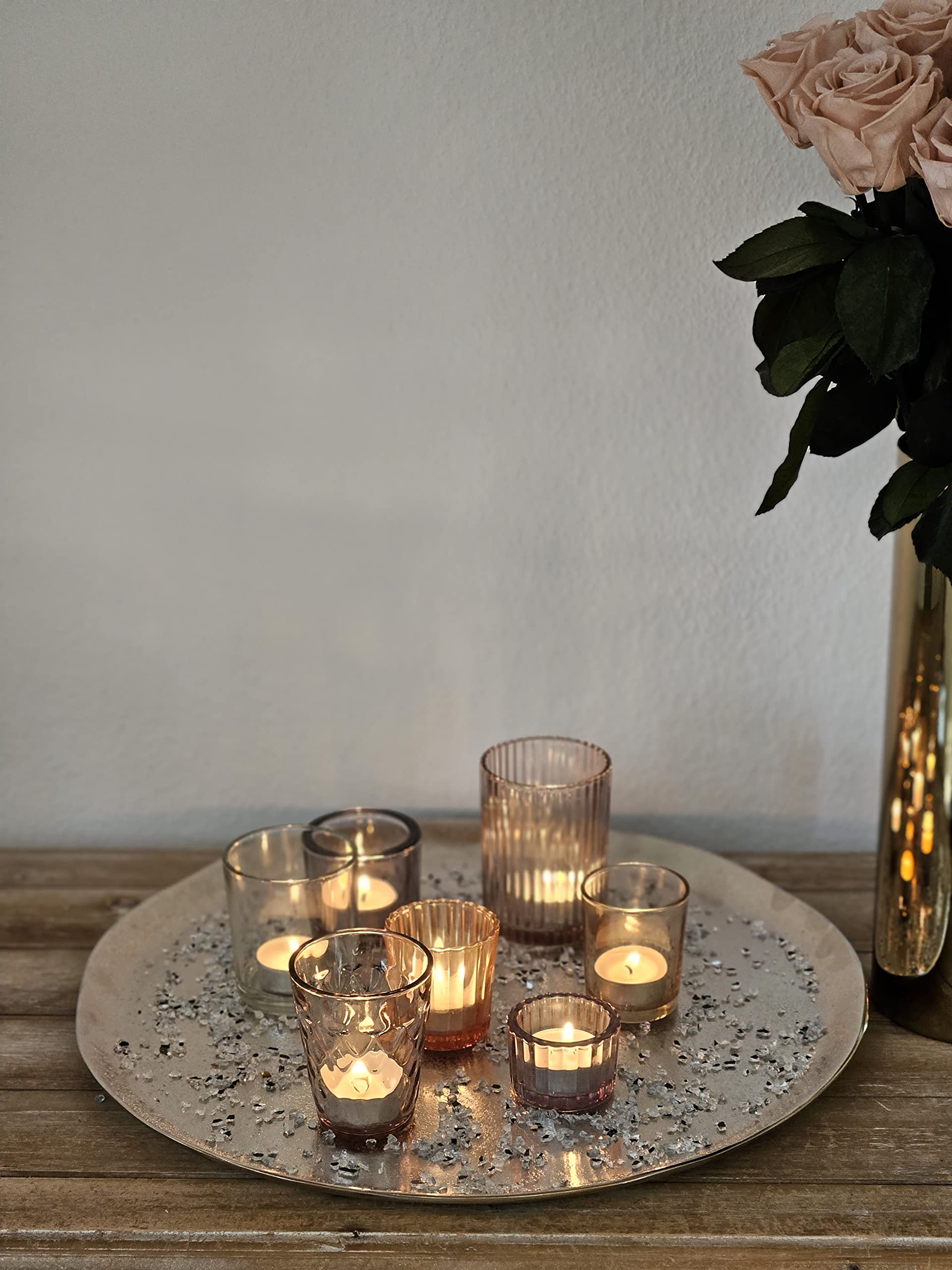 Deck Plate MILLY Silver Metal Plate Bowl Decoration Tray Candle Plate Decorative Bowl Ø 40 cm Home & Kitchen