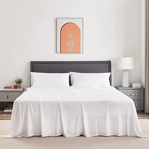 Miniatura 2 de HBHLFZ Juego de sábanas de lujo 100 % bambú de 5 piezas, sensación de seda, súper suaves, juego de sábanas de bambú refrescante con 2 sábanas