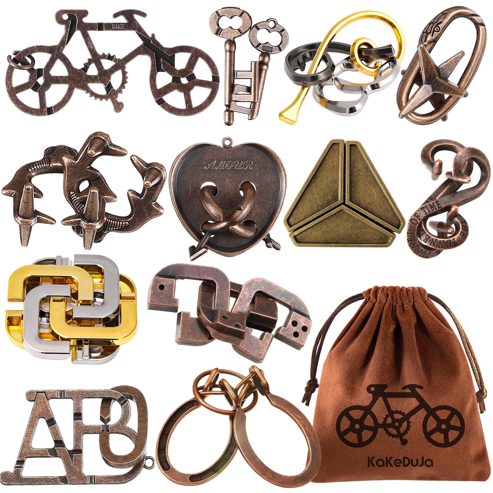 12 PCS Brain Teaser Puzzles Disentanglement Puzzles Metal Puzzle Logic Metal Puzzle for Adult Lock Puzzles Gift for Adults Teenagers