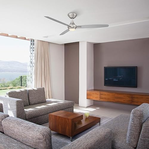 Miniatura 8 de WAC Smart Fans Blitzen - Ventilador de techo de 3 aspas para interiores y exteriores, 54 pulgadas, color negro mate con kit de luz LED de 3000 K y