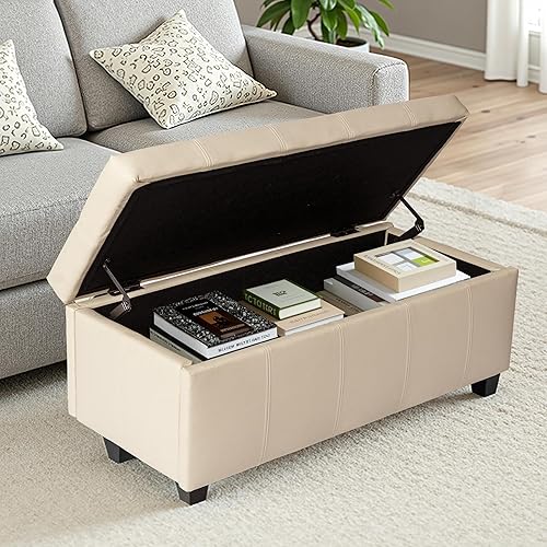 Miniatura 12 de CangLong Damara - Banco otomano de 36 pulgadas con tapizado de piel sintética, reposapiés rectangular acolchado de espuma tapizada, muebles fáciles