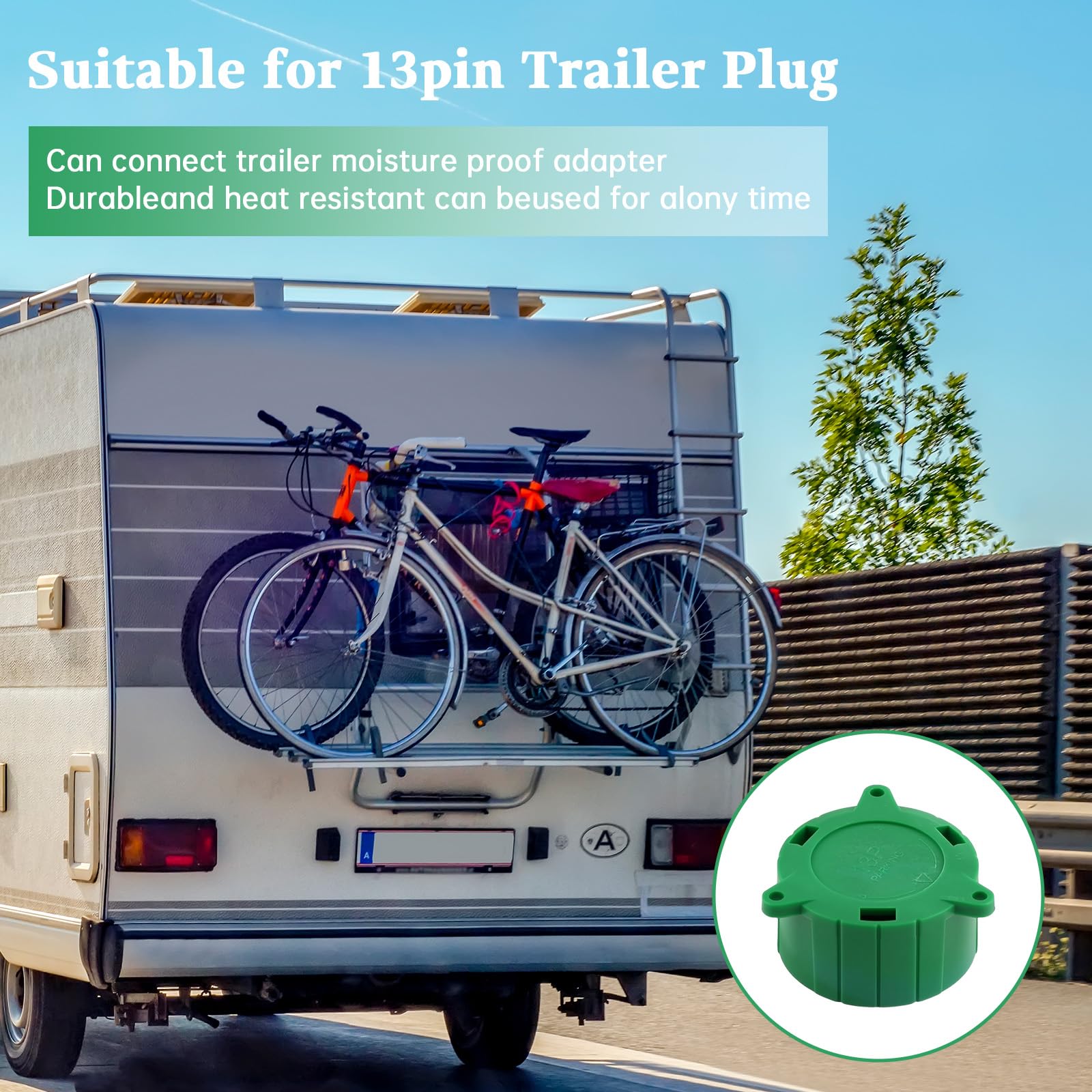 Heyung 2PCS 13 Pin Alignment Tool,Trailer Caravan Conversion Cap,Protecting Towing Adaptor,13 Pin Realignment Tool Dust Cap for Caravan Conversion Cap for Plugging and Parking Socket(Green) — view 5