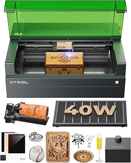 xTool S1 40W Laser Engraver & Cutter Rotary Bundle - 600mm/s Speed, 24x15" Bed for Wood, Metal, Acrylic, Tumblers & Big Projects
