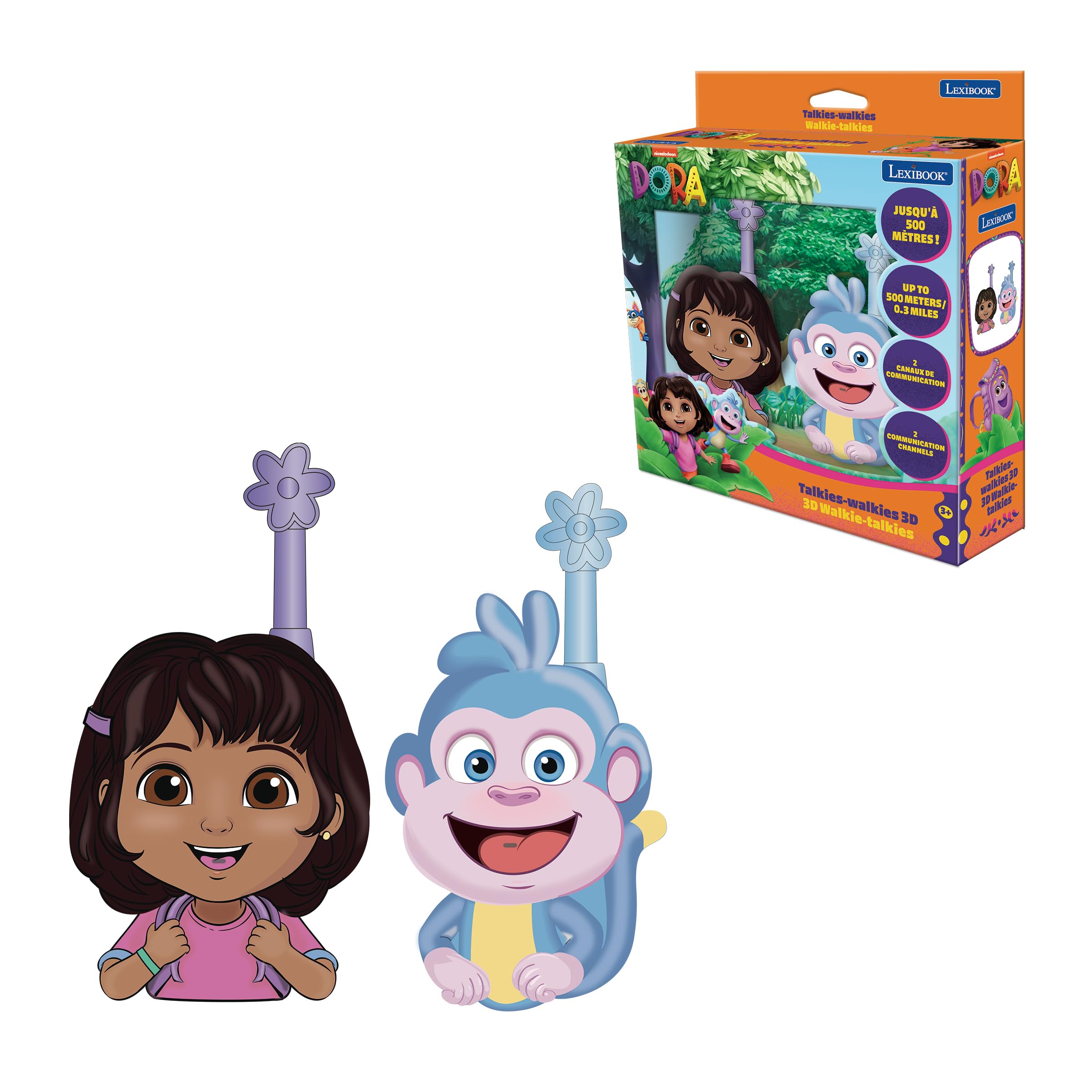 LEXIBOOK, Dora the Explorer, Dora 3D Walkie-Talkies, Pink Blue, TW18DOR