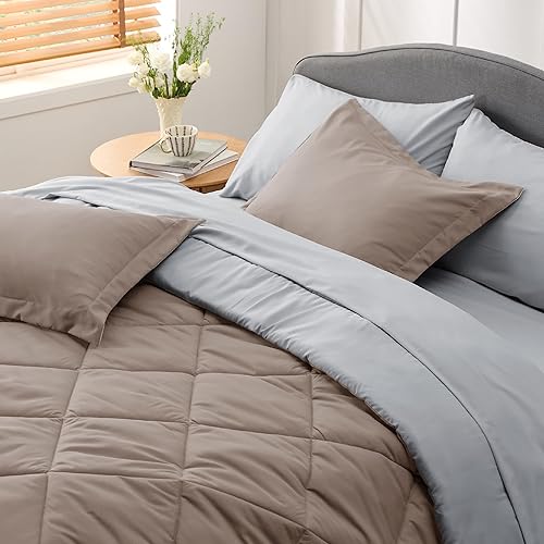 Miniatura 3 de Bedsure Taupe King Size Comforter Set - 7 Pieces Reversible King Bed in a Bag King Bed Set with Comforters, Sheets, Pillowcases & Shams, King