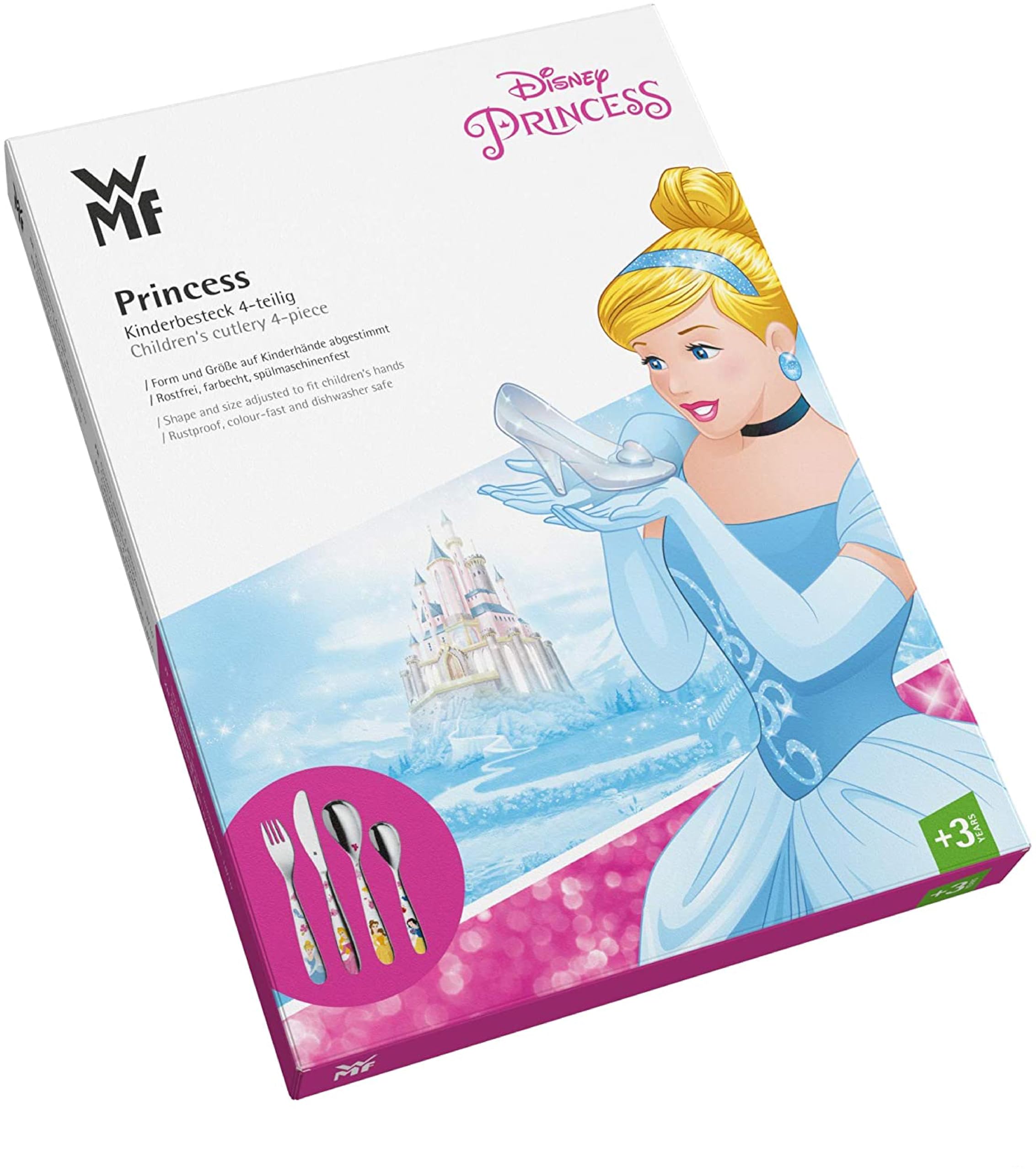 Regalo Grabado - Cubiertos Infantiles WMF Princesa Disney Personalizados | Grabados con Nombre y Fecha | Acero Inoxidable 18/10, para Aprender a Comer solito, Bautizo, Cumpleaños