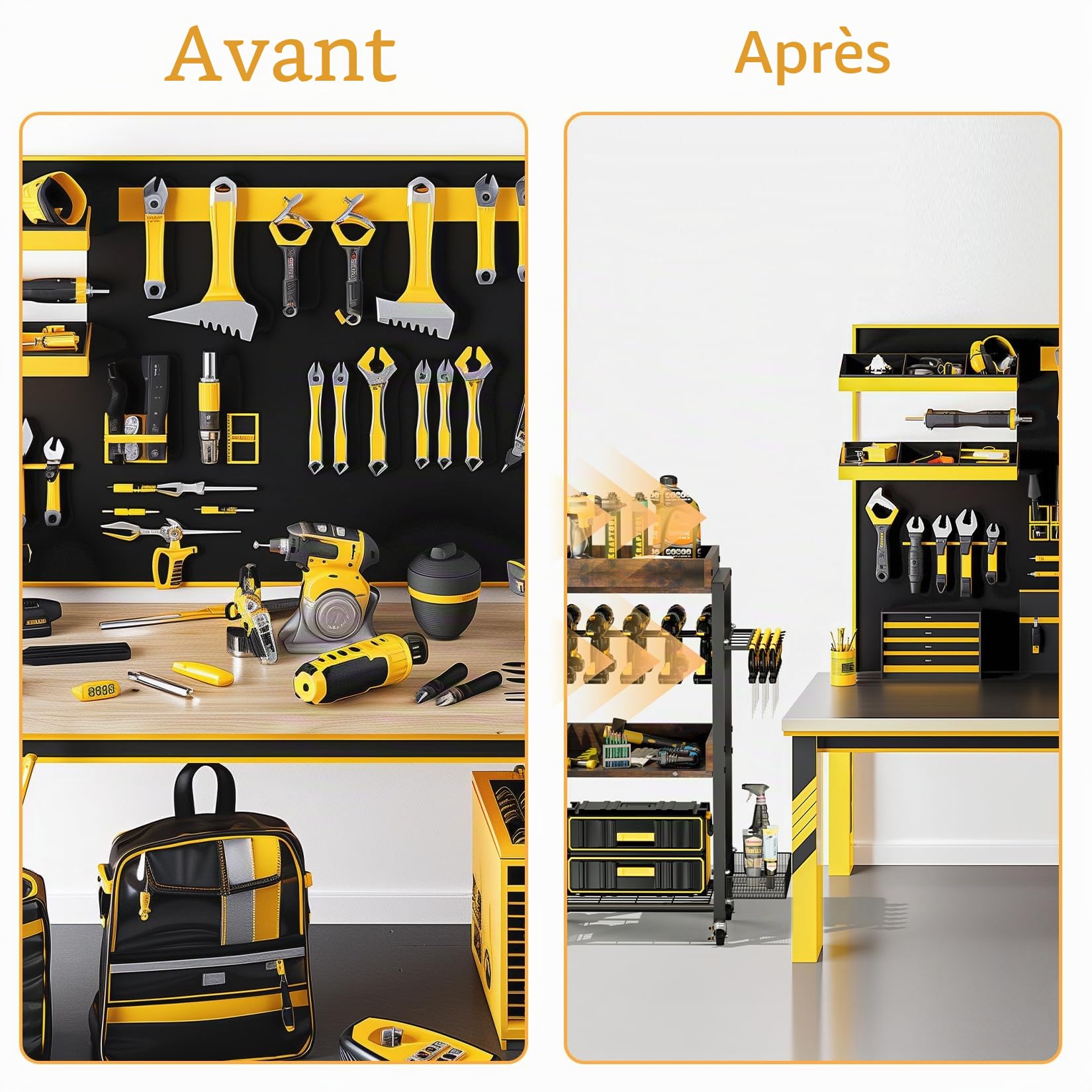 UNHO Servante d'atelier Complète avec Outils: Rangement Outils Bricolage à roulettes Organisateur Outils Électriques Chariot Roulante Métallique Caisse à Outil pour Garage - 62x30.5x88cm