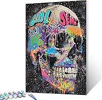 Vista 13 de Tucocoo Pintura al óleo estilo graffiti por números para adultos principiantes con marco, pintura de guitarra fresca por número sobre lienzo