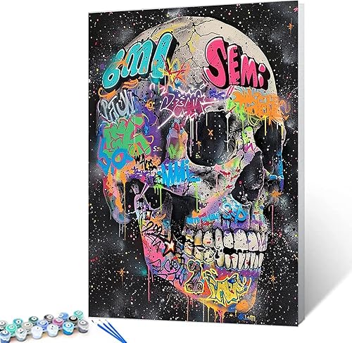 Miniatura 13 de Tucocoo Pintura al óleo estilo graffiti por números para adultos principiantes con marco, pintura de guitarra fresca por número sobre lienzo