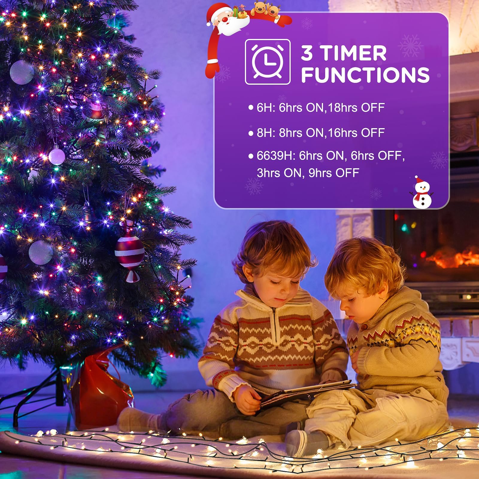 GlobaLink Weihnachts-Lichterkette 100M 1000LED warmweiß/bunt | 11 Modi, dimmbar, mit Fernbedienung und Timer, für Weihnachtsbaum und Dekoration