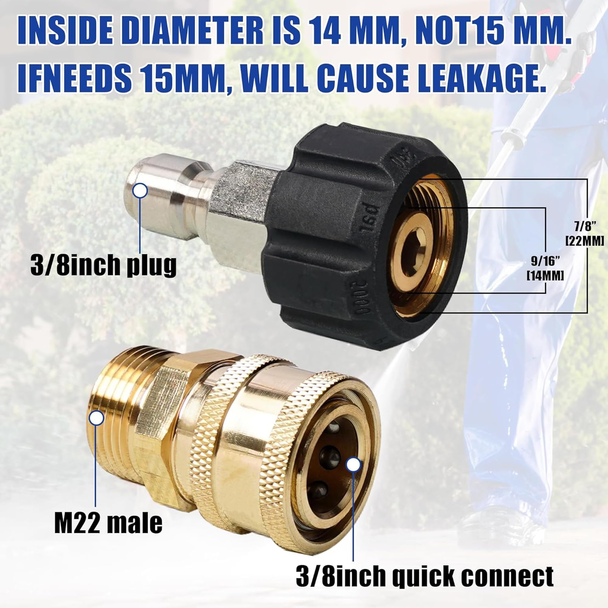 Hourleey Tubo flessibile per idropulitrice da 1,5 m, 3600 PSI flessibile resistente alle pieghe di ricambio, 0,6 cm, prolunga per tubo a pressione a connessione rapida, verde