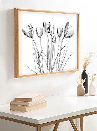 Miniatura 3 de Kate and Laurel Blake Crocus X Ray Floral BW - Arte de pared de vidrio impreso por The Creative Bunch Studio, 18 x 24 pulgadas, natural, impresión
