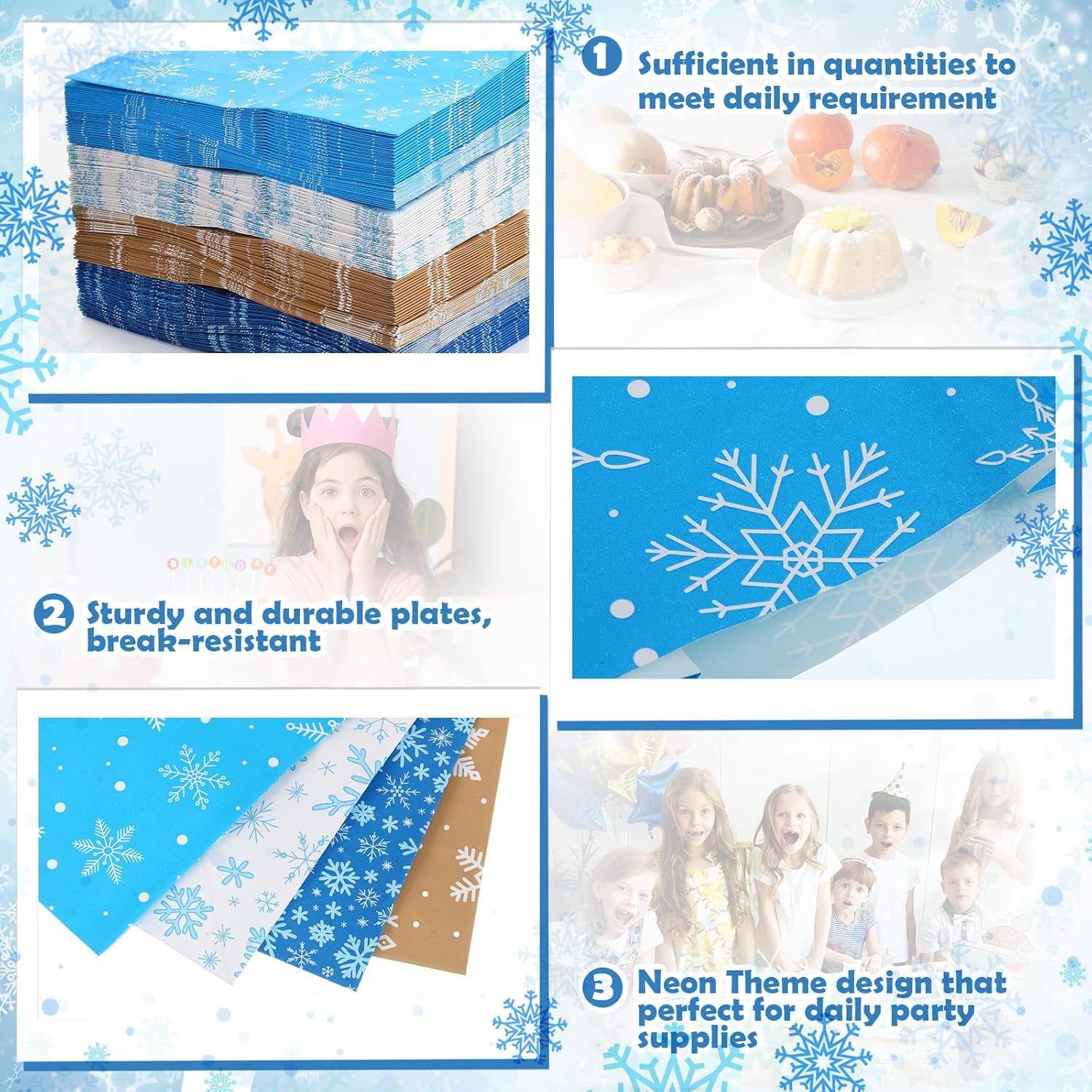 Yeaqee 120 Pcs Christmas Winter Paper Bags Snowflake Goodie Gift Bags for Candy Lunch Treat, 5 x 8.7 x 3.2 Inches, Holiday Xmas Birthday Party Supplies, 4 Styles