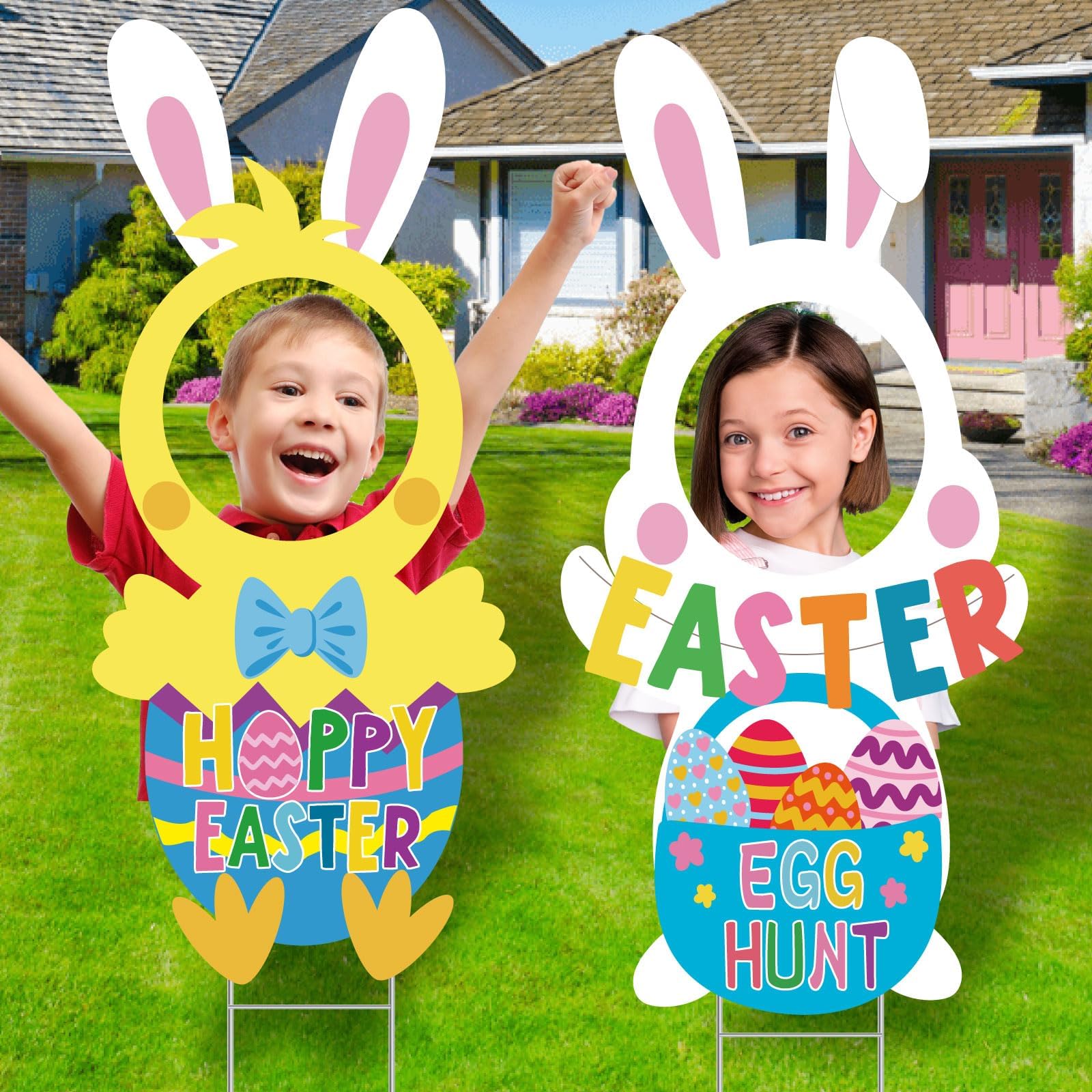 Juexica 14 Pcs Easter Yard Signs Happy Easter Outdoor Lawn