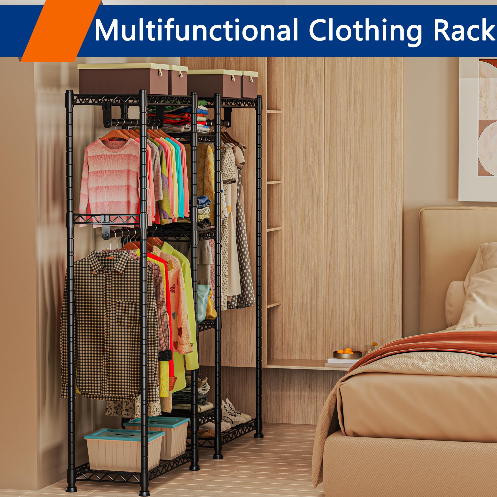 Snapklik.com : Heavy Duty Wire Garment Rack, Clothing Rack Clothes Rack ...