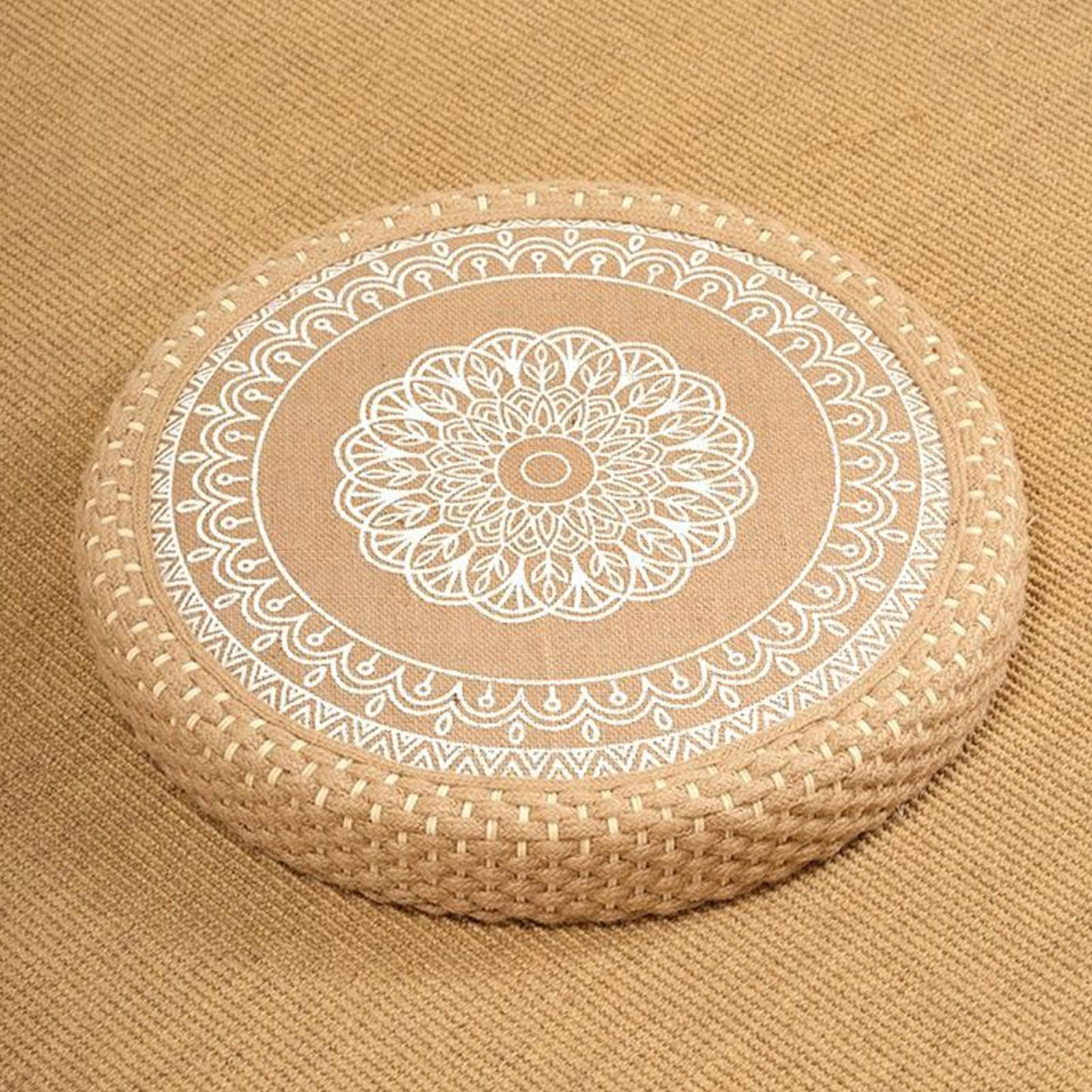 Cuscino Da Meditazione Per Pavimento - Cuscino Yoga Rotondo Intrecciato A Mano,Base Stabile Antiscivolo Per Soggiorno, E Attività Yoga All'Aperto
