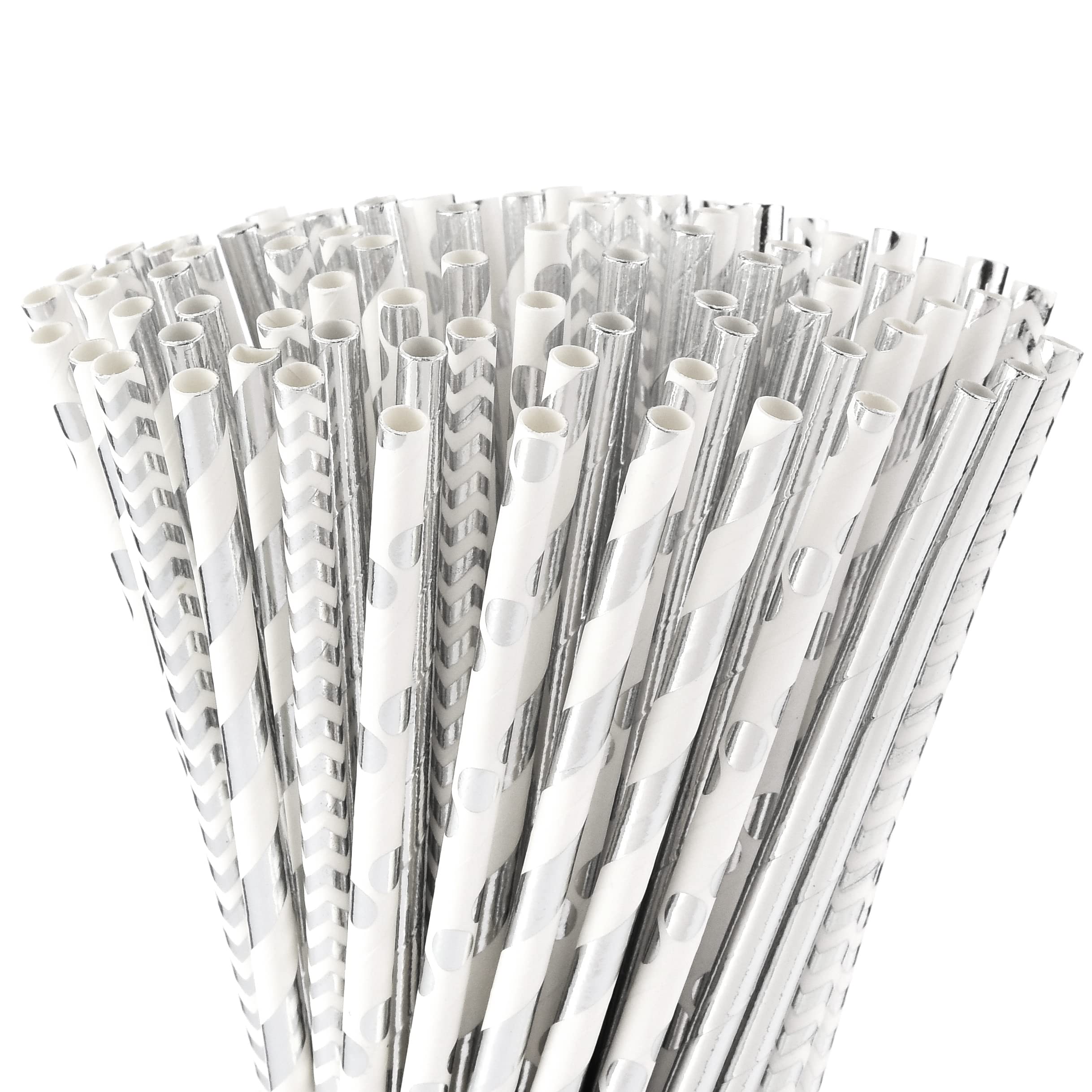 Pajitas De Papel Ecológicas, Pack De 120 Unidades En Colores Dorado, Plateado Y Bronce