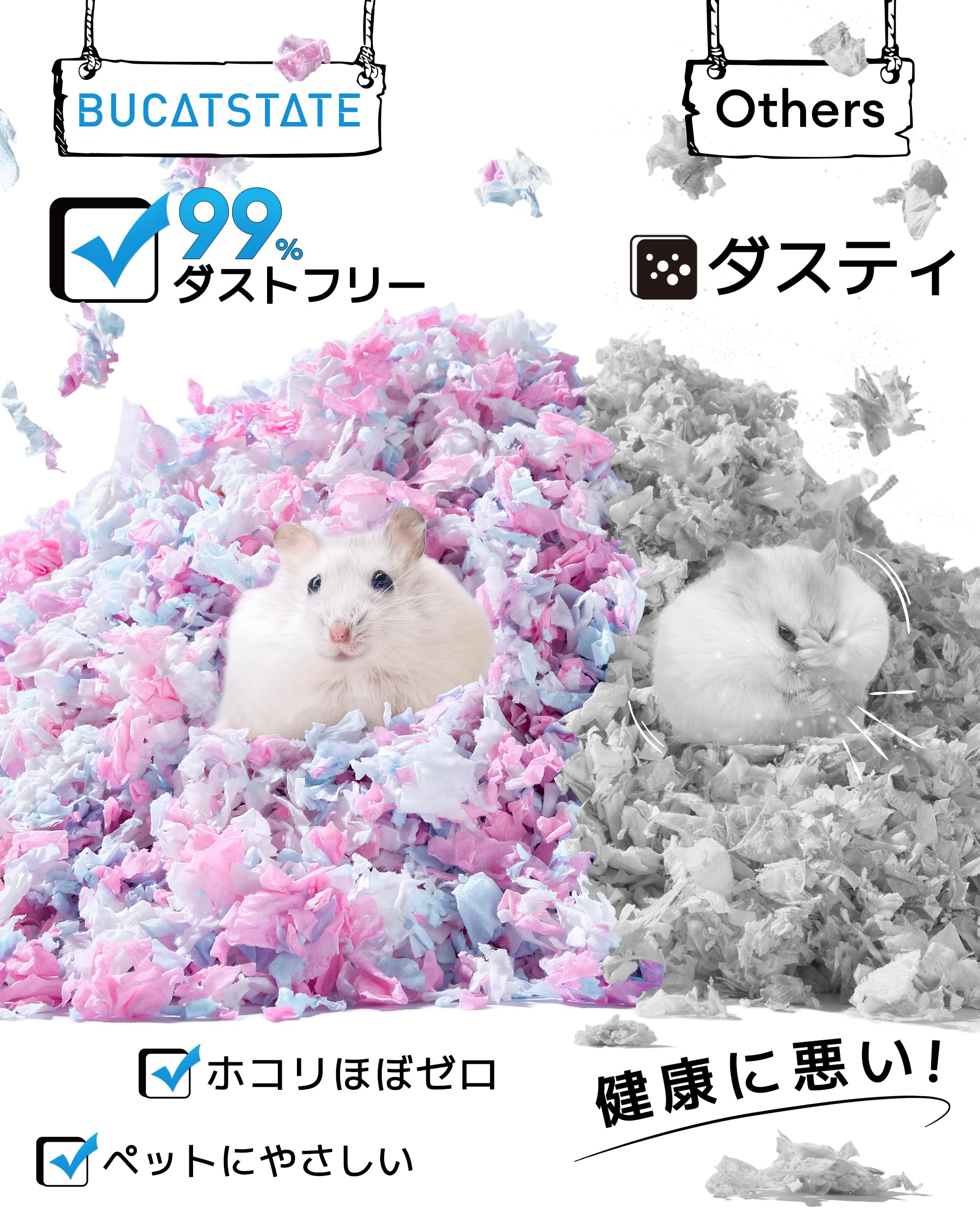 Amazon | BUCATSTATE ハムスター床材 無塵・消臭でふわふわ雲のような