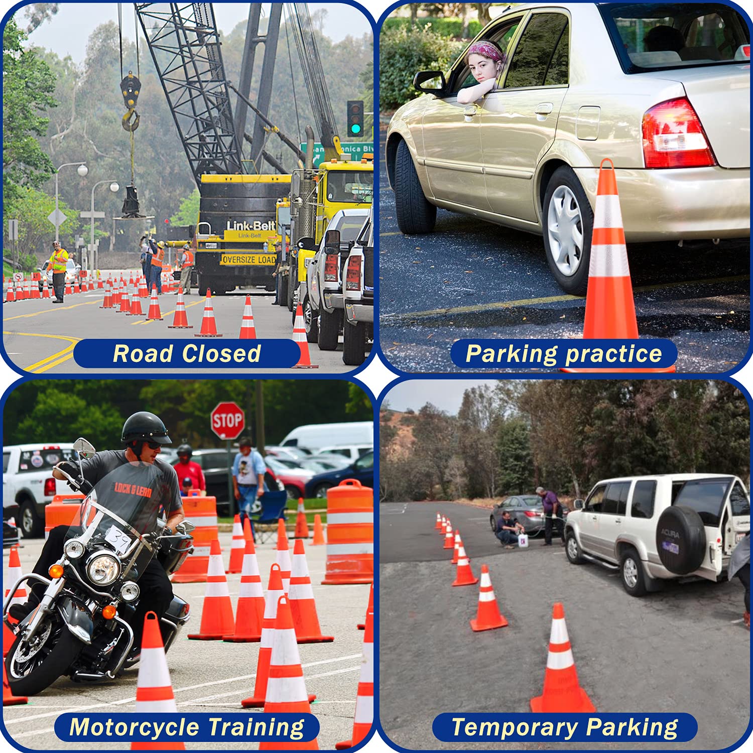 Rayfarmo 28 Inch Traffic Safety Cones,12 Pack Orange PVC Road Parking ...
