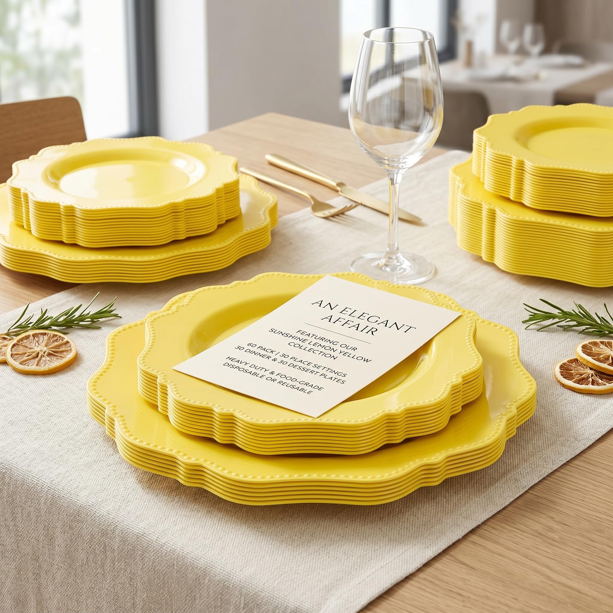 【FRANCK MULLER】プレートLemon Yellow 16cm 3枚 COLOSUS 60Pcs Lemon Yellow Plastic Plates, Mother's Plastic Plates