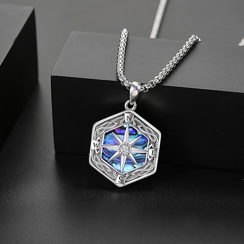 Miniatura 4 de ONEFINITY Collar de brújula de plata esterlina con nudo celta, collar de graduación, amistad, talismán, viaje, inspirador, regalo de graduación,