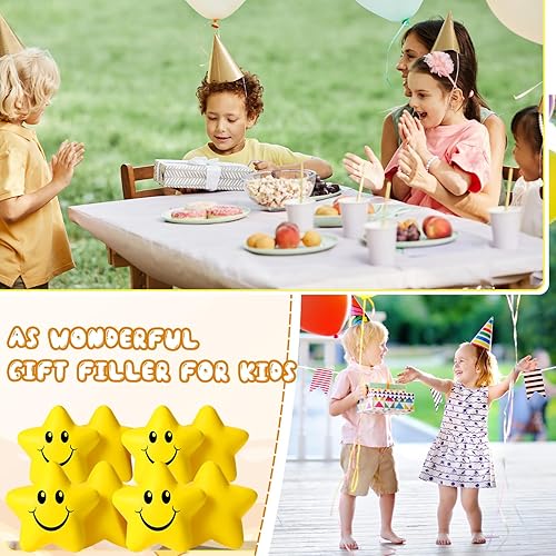 Miniatura 4 de Jerify 60 bolas de estrés con forma de estrella y sonrisa, a granel para niños, mini bola de espuma sonriente, juguetes para aliviar el estrés para