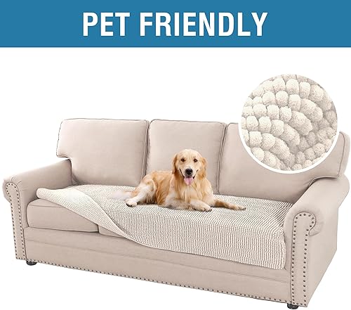 Miniatura 2 de H.VERSAILTEX Funda de felpilla de felpa para cama de perro, funda gruesa y suave para sofá de 3 cojines, antideslizante, resistente al agua,