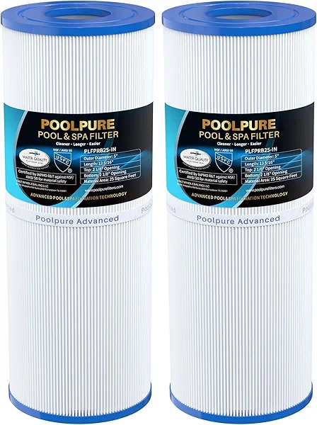 POOLPURE PLFPRB25-IN Hot Tub Filter Replace Unicel C-4326, Guardian 413-106, Filbur FC-2375, FC-2370, 3005845, 17-2327, 100586, 33521, 25392, 817-2500, 5X13 Drop in Spa Filter 2 Pack