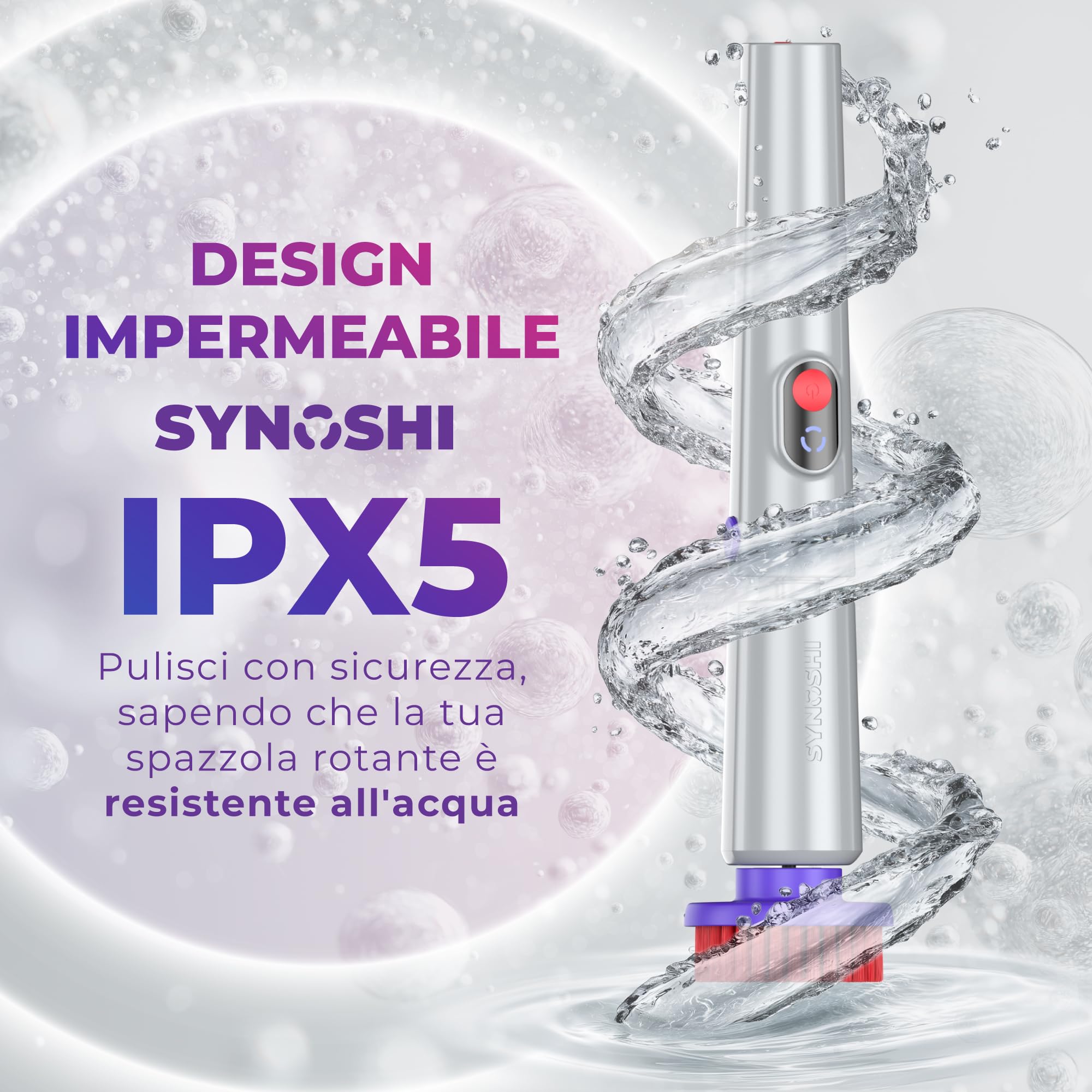 Synoshi Pro Spazzola Elettrica Rotante per Pulizia Casa, Design Universale, 2 Velocità, Batteria Lunga Durata, Attacchi Modulari, Spugna Magica Regalo