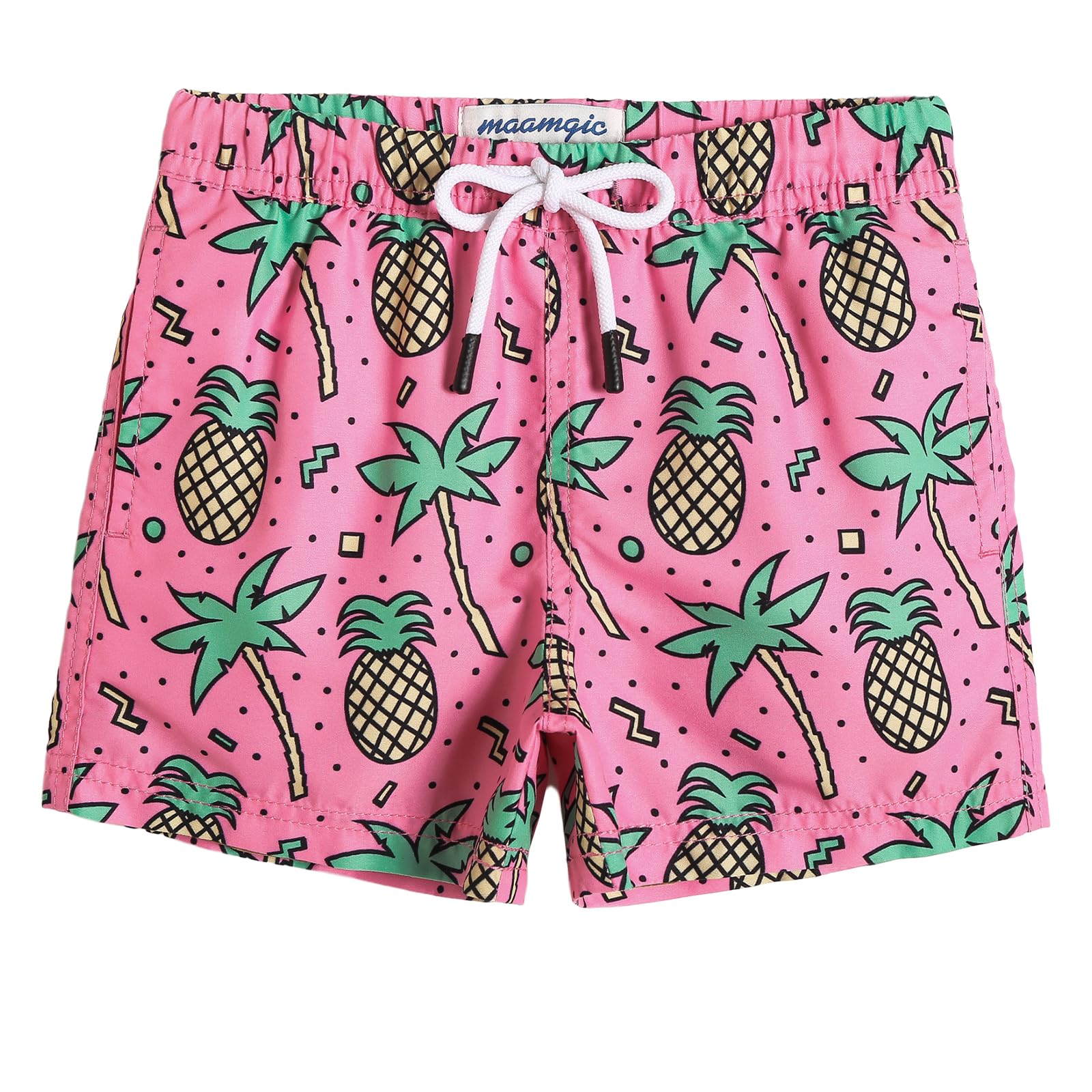 maamgic Kleine Jungen Badeshorts Schnelltrocknend Boardshorts mit Mesh-Futter Taschen und Verstellbarem Tunnelzug MEHRWEG