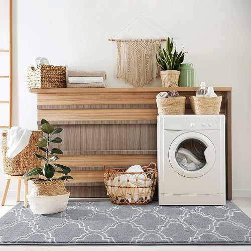 Miniatura 5 de Chicrug Shag - Alfombra geométrica moderna para dormitorio, 2 x 6 pies, de espuma viscoelástica, alfombra de pasillo para interiores, alfombra