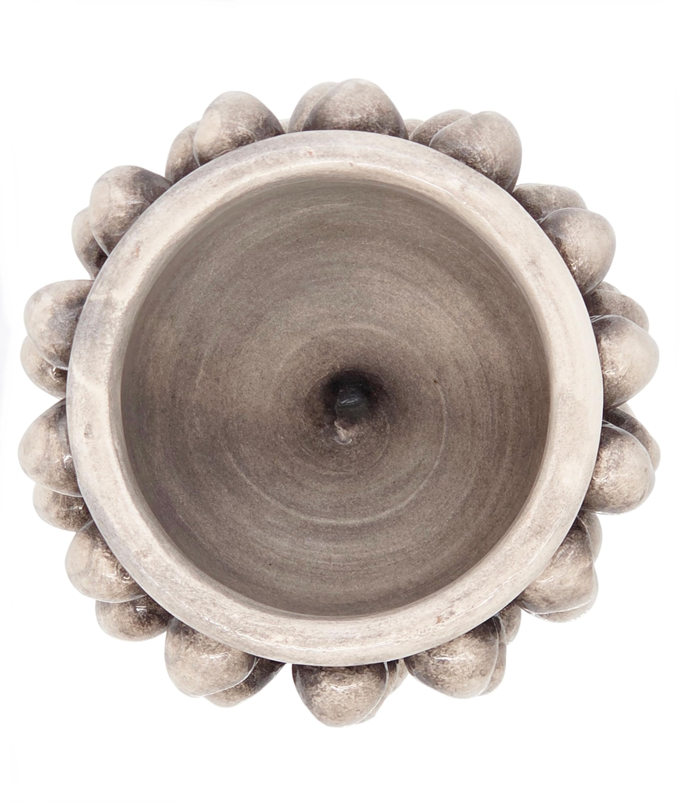 sicilia bedda - Mezza Pigna Siciliana in Ceramica di CALTAGIRONE - Realizzata Interamente a Mano - Vaso Porta Fiori - Ogni Realizzazione è Unica per Voi (Diametro 10, Bianco Antico)