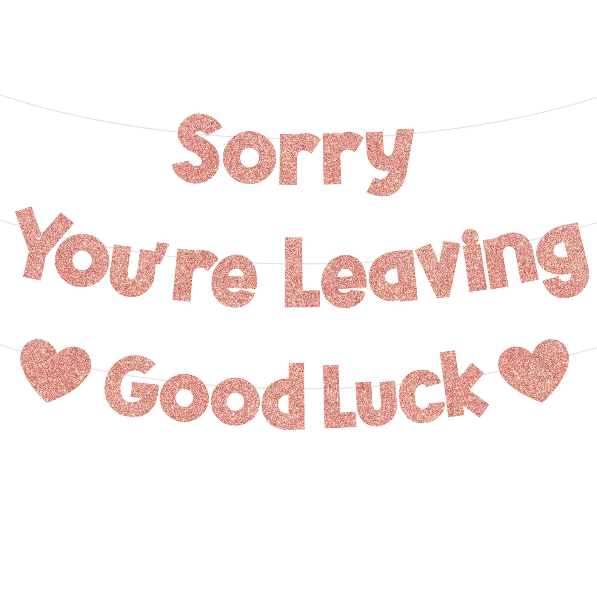 Sorry You are Leaving Banner Decorations, Rose Gold Leaving Party Good Luck Farewell Banners Supplies
