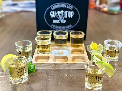 Miniatura 7 de QualityVibe Juego de 7 vasos de chupito para padrinos de boda, 6 para propuesta de novio de equipo y 1 para el novio. Ideal para regalos de