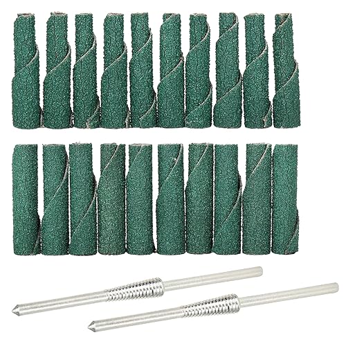 Bandas de lijado de circonita de grano 60 de 0.4 x 1.5 pulgadas, carrete de papel de arena en forma de conocilindro, mandril autoapriete de vástago