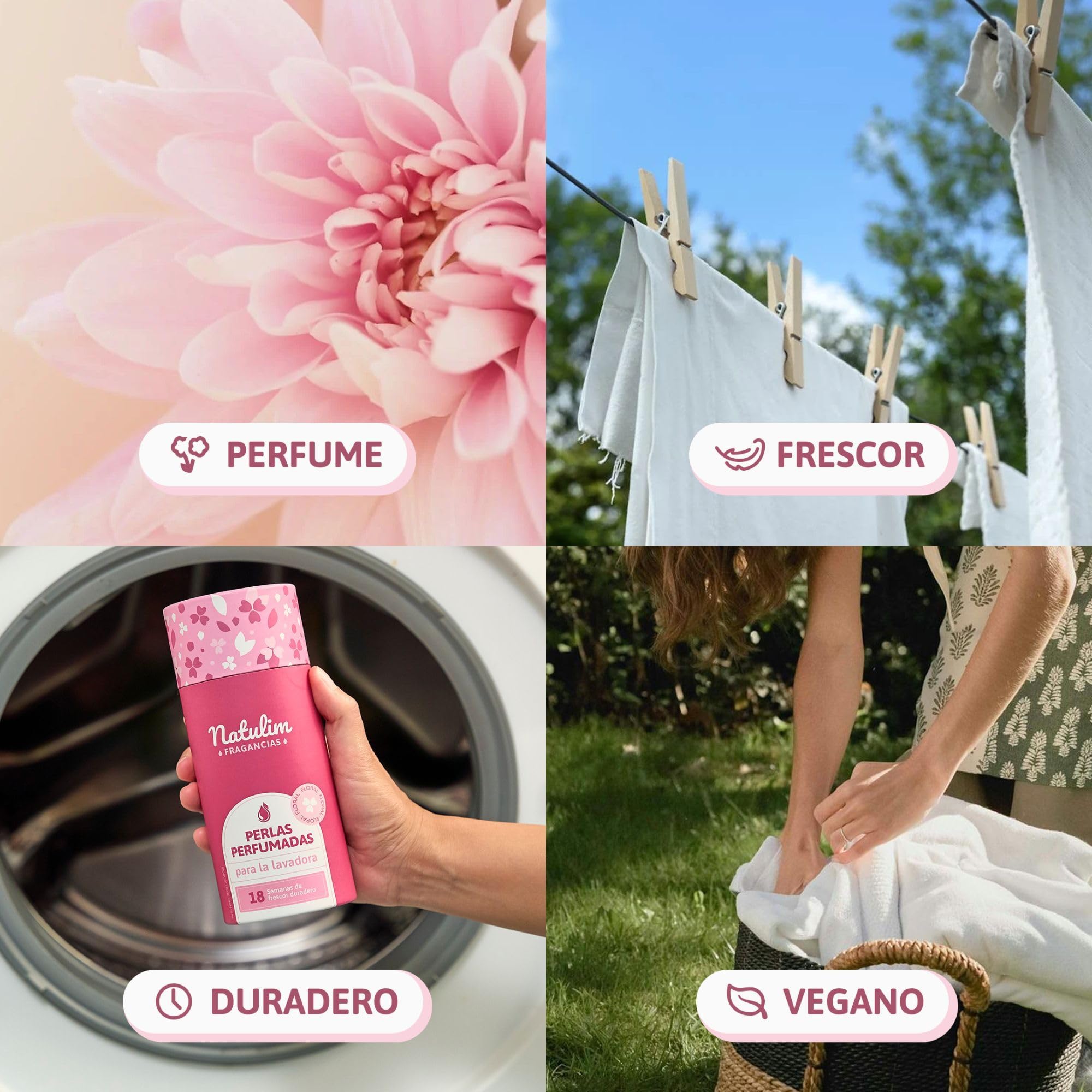 Natulim Perlas Perfumadas - Perlas Aromatizantes para Ropa - Fragancia Duradera - Sin Químicos Nocivos - Apto Pieles Sensibles y todo tipo de Prendas - 30 Lavados (Fragancia Floral)