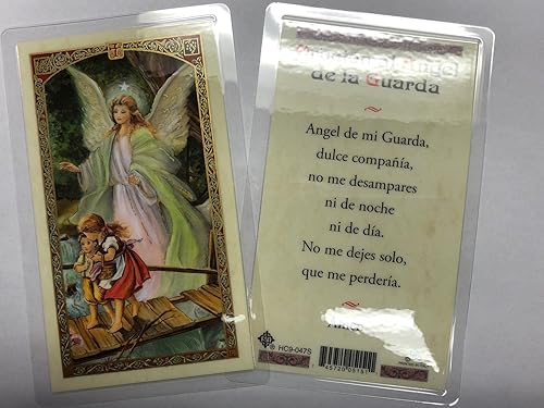 Juego de 2 tarjetas para la oración a tu ángel de la guarda en español