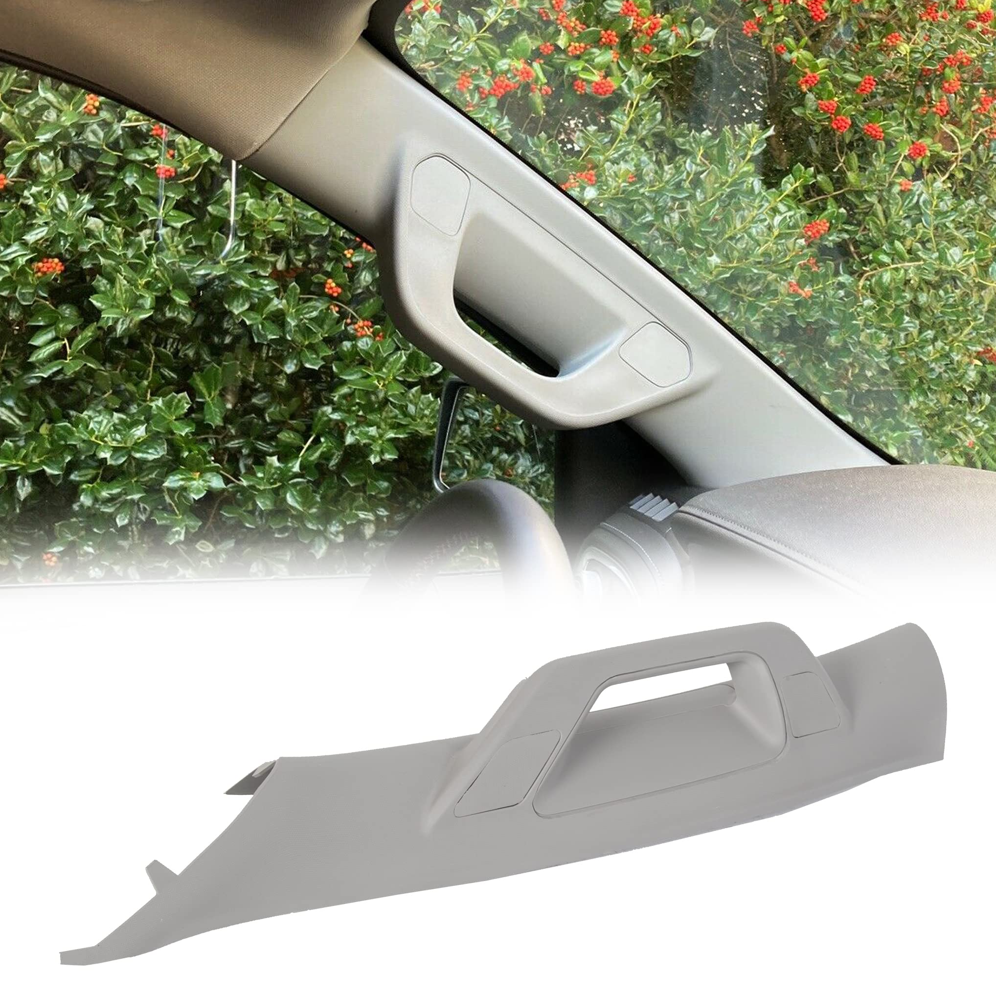 ECOTRIC A Pillar Grab Handle Assist Panel Compatible with 2014-2018 Chevy Silverado GMC Sierra Grab Bar Gray Left Driver Side Replacement for 23285089 23285090
