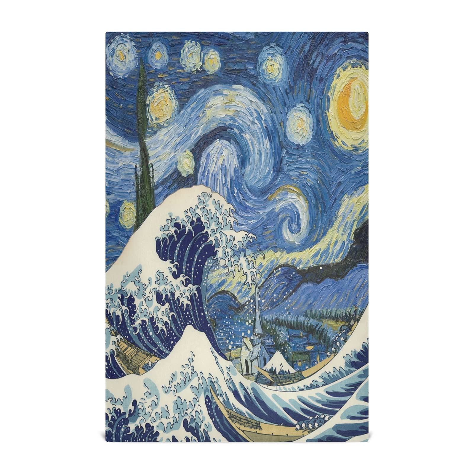 JUMBEAR The Great Wave Starry Night Kitchen Dish Towel Soft Absorbent Reusable Dishcloths Hand Towel Tea Towels and Table Decoration Towels 28 x 18 Inch 1PCS