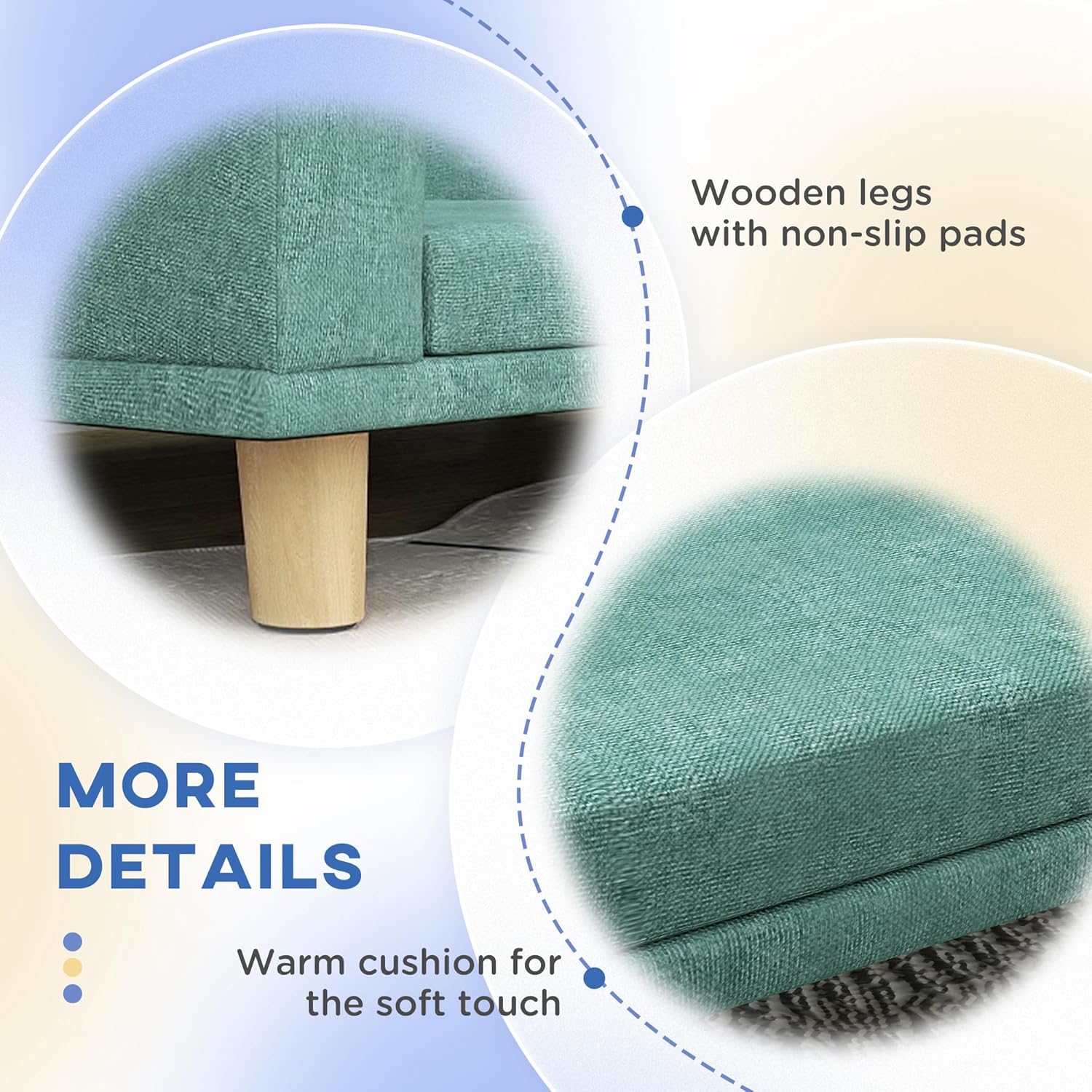 Green Elevated Dog Sofa Couch with Wooden Legs