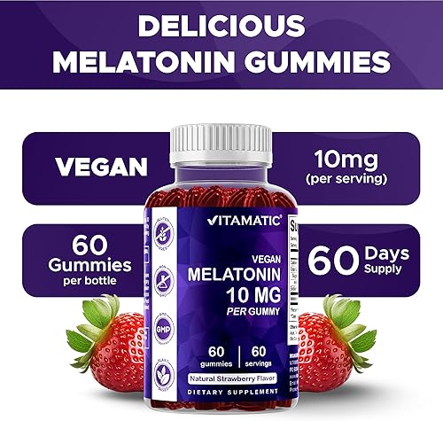 Miniatura 4 de Vitamatic Melatonina 10 mg por gomita  60 porciones  60 gomitas vegetarianas  Suplemento sin hábito