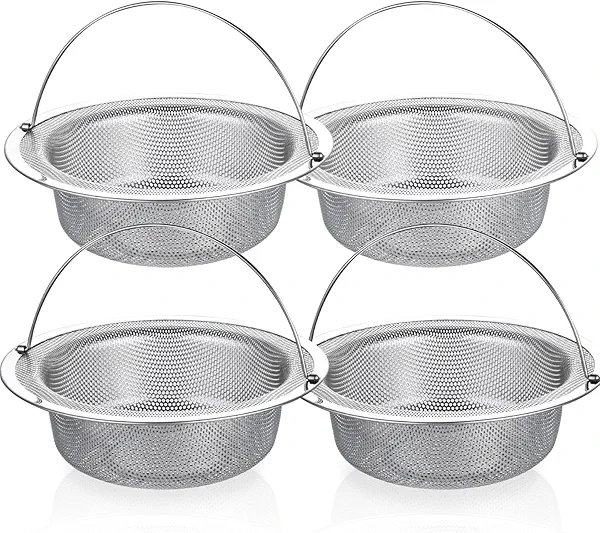 Iafand 4 PCS Kitchen Sink Strainer, Stainless Steel Mesh Basket Food Catcher,Sink Drain Strainer With Handle,Sink Strainer With Large Wide Rim 4.5" for Most Kitchen Sink