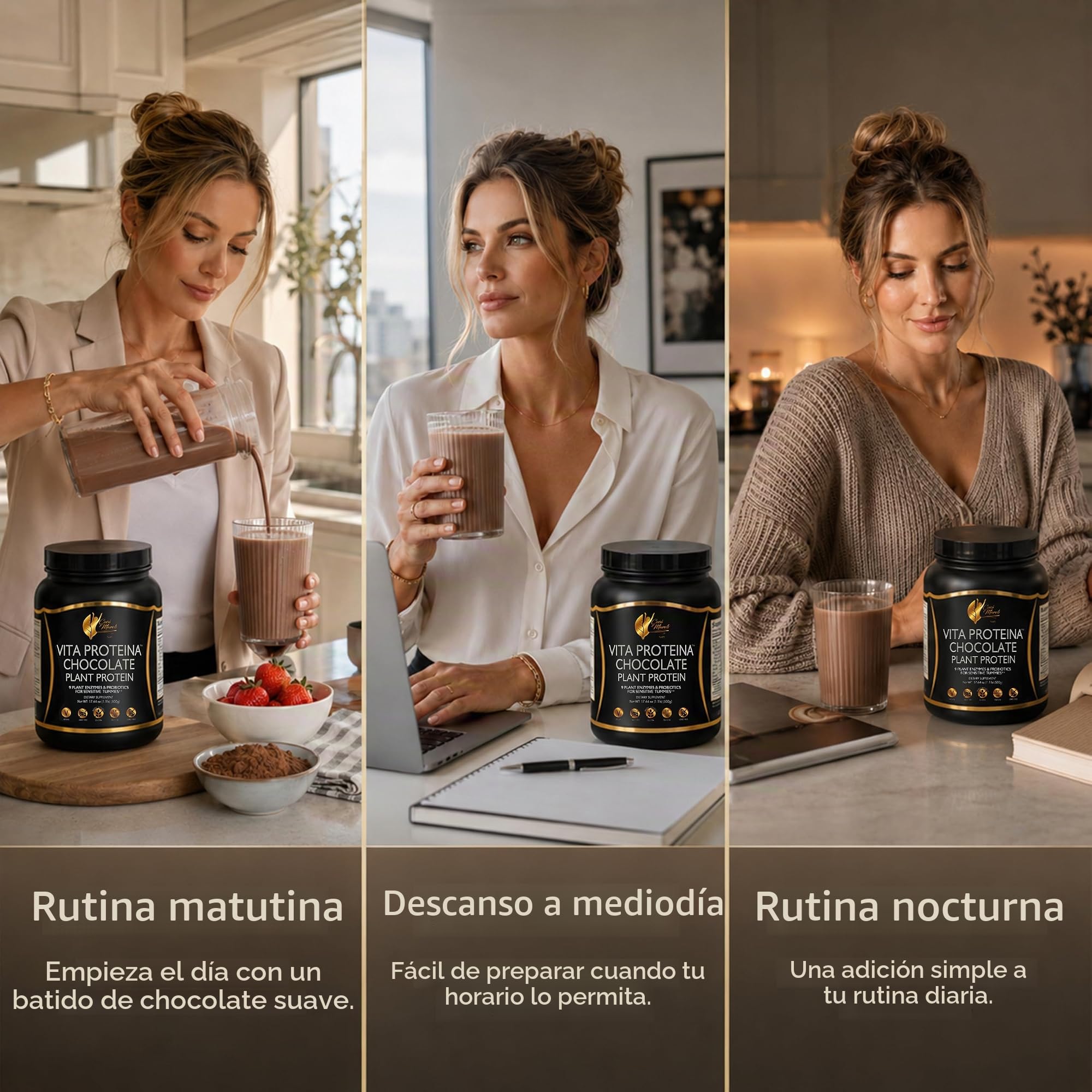 Cocó March N.M.D Vita Protein – Proteína Vegetal de Chocolate con Enzimas y Probióticos – 20 g por Ración – Sin Gluten, Sin Soja, Sin Lácteos, Sin OMG – Vegana – 500 g