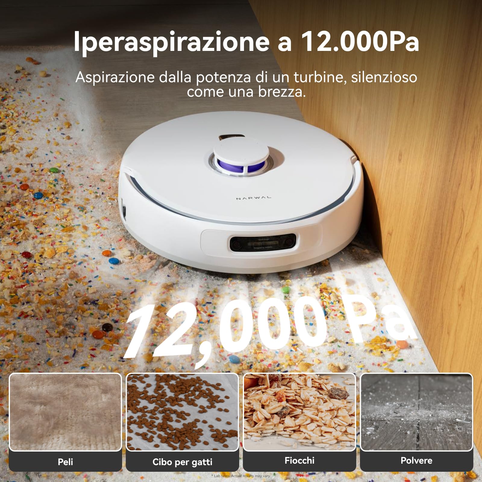 NARWAL Freo Z Ultra Robot Aspirapolvere e Lavapavimenti con Doppi Chip AI e Twin AI Dodge, Evitamento degli ostacoli AI Ultra-Preciso, Aspirazione 12000 Pa, Spazzola a Rullo Avvolgente Anti-pelo 2.0