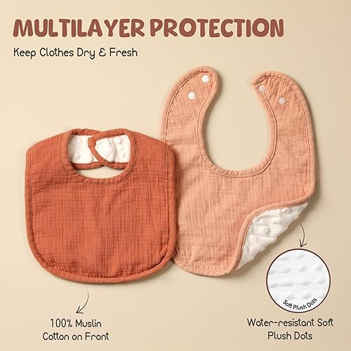 Miniatura 8 de Muslin Baby Bibs for Unisex Boys Girls, Soft Cotton Baby Drool Bibs, Drooling and Teething Bibs for Infant, Newborn