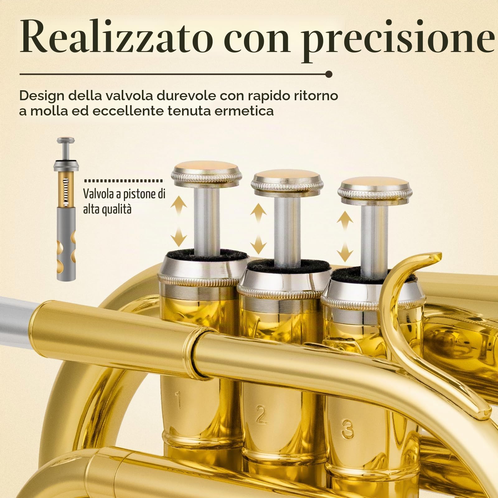 SONICAKE Tromba Tascabile Sib Ottone Laccatura Oro, Kit Completo per Principianti con Bocchino 7C, Custodia Rigida, Guanti QPT-01