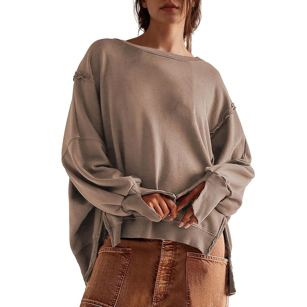 トップス aurge Silky Sweat wide-pullover Womens Sweaters - Oversized Ribbed Knit Turtleneck Pullover